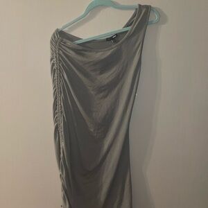 Fashion Nova One Shoulder Midi Dress Size 1X Women Plus Ruched Green